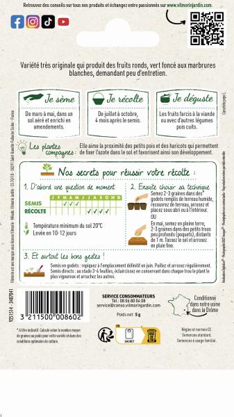 Potagères - Courgette de Nice à Fruit Rond - MEDIA_PACKAGING_VERSO
